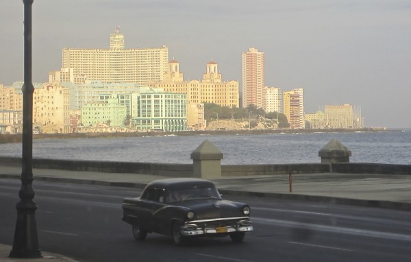 Early morning sun across the Malecon to Vedado from Central Habana