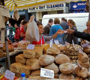 buying bread at Portabello Market